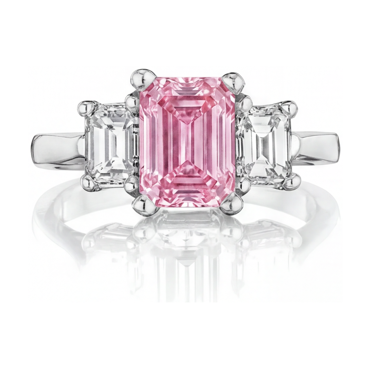 Pink Diamond Ring 3.4 Carat Emerald