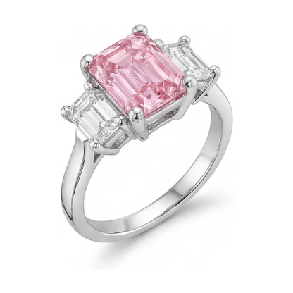 Pink Diamond Ring 3.4 Carat Emerald