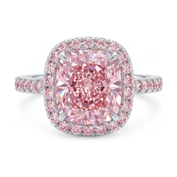 Pink Diamond Ring 3.8 Carat Cushion