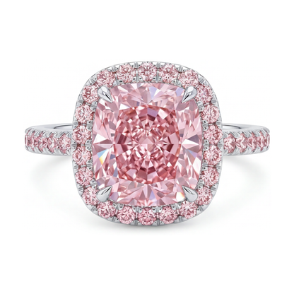 Pink Diamond Ring 3.8 Carat Cushion
