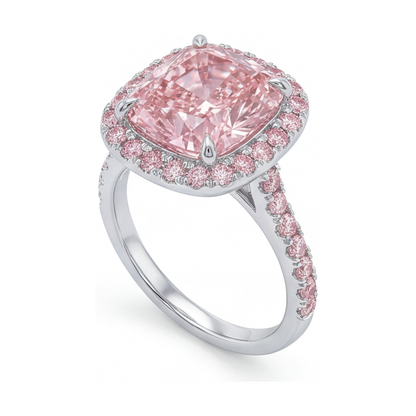 Pink Diamond Ring 3.8 Carat Cushion