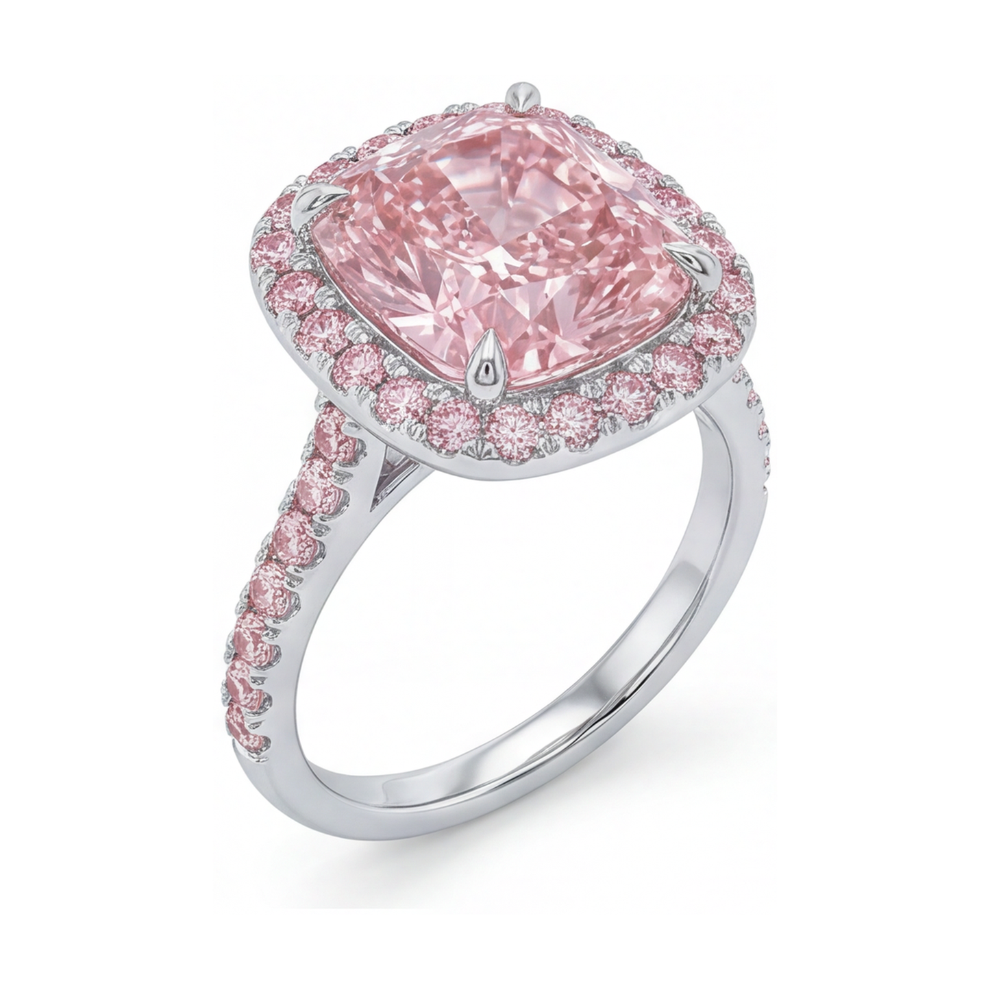 Pink Diamond Ring 3.8 Carat Cushion