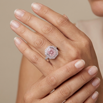 Pink Diamond Ring 3.9 Carat Round