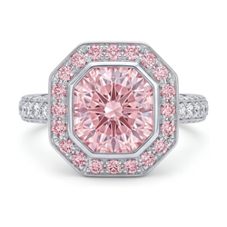 Pink Diamond Ring 3.9 Carat Round