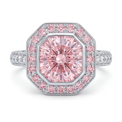 Pink Diamond Ring 3.9 Carat Round