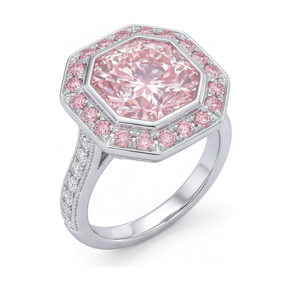 Pink Diamond Ring 3.9 Carat Round