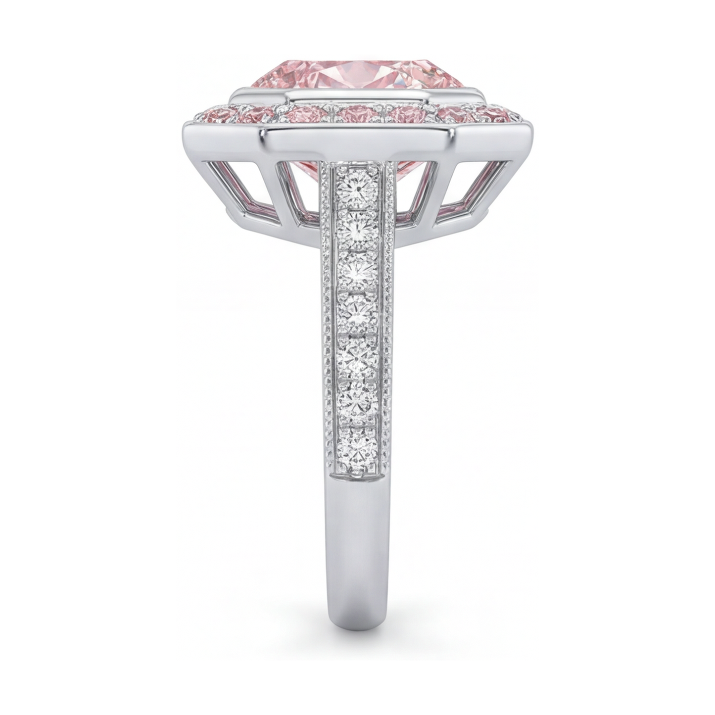 Pink Diamond Ring 3.9 Carat Round