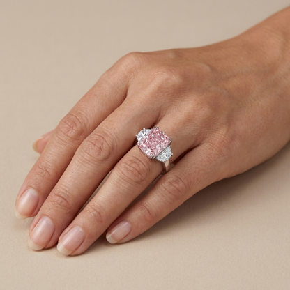 Pink Diamond Ring 4.5 Carat Radiant