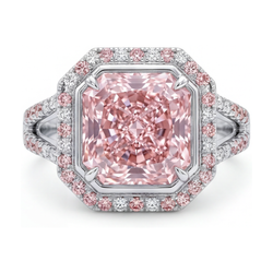 Pink Diamond Ring 4.6 Carat Radiant