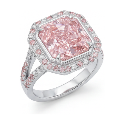 Pink Diamond Ring 4.6 Carat Radiant