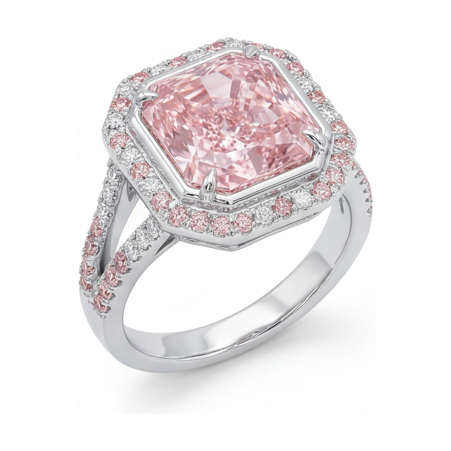 Pink Diamond Ring 4.6 Carat Radiant