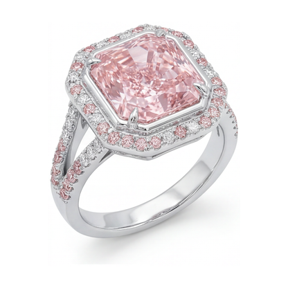 Pink Diamond Ring 4.6 Carat Radiant