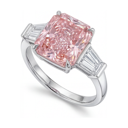 Pink Diamond Ring 4.7 Carat Radiant