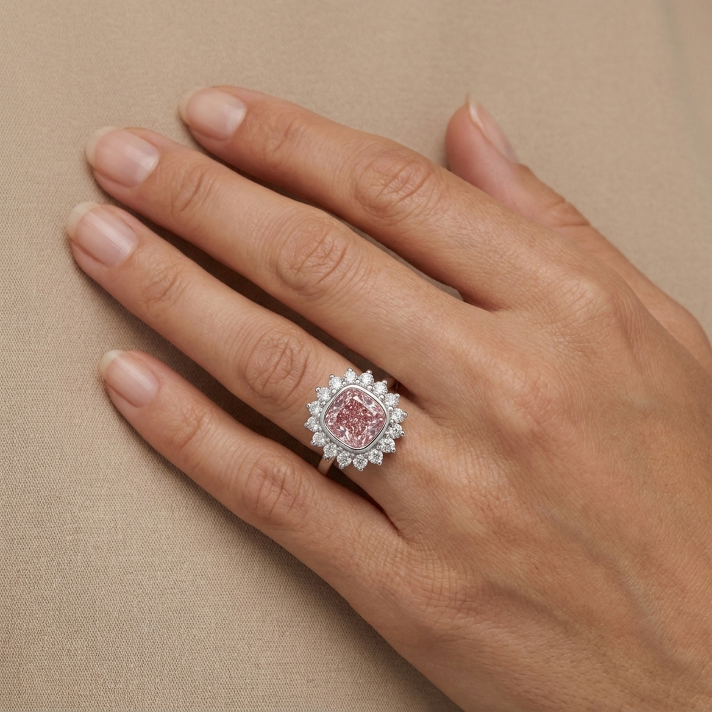 Pink Diamond Ring 4 Carat Cushion