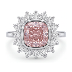 Pink Diamond Ring 4 Carat Cushion