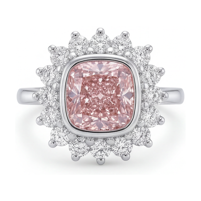 Pink Diamond Ring 4 Carat Cushion