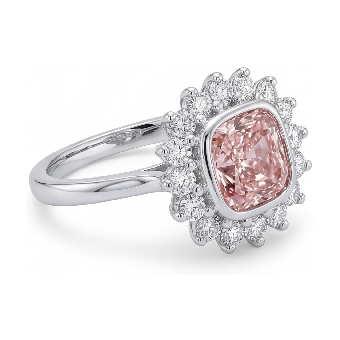 Pink Diamond Ring 4 Carat Cushion