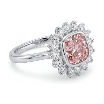 Pink Diamond Ring 4 Carat Cushion