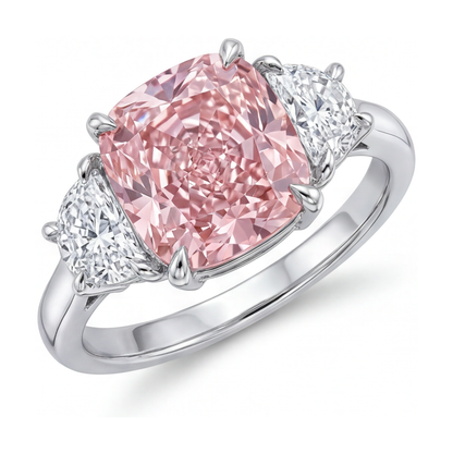 Pink Diamond Ring 5.2 Carat Cushion