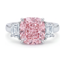 Pink Diamond Wedding Ring 5.1 Carat Cushion