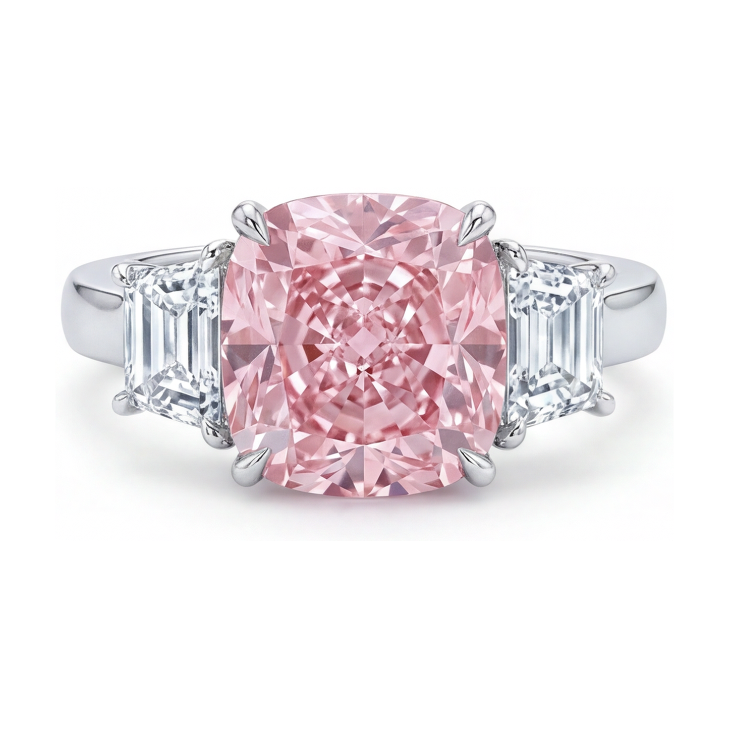 Pink Diamond Wedding Ring 5.1 Carat Cushion