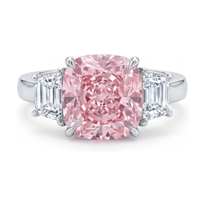 Pink Diamond Wedding Ring 5.1 Carat Cushion