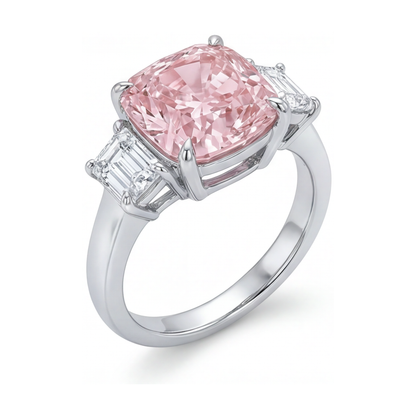 Pink Diamond Wedding Ring 5.1 Carat Cushion