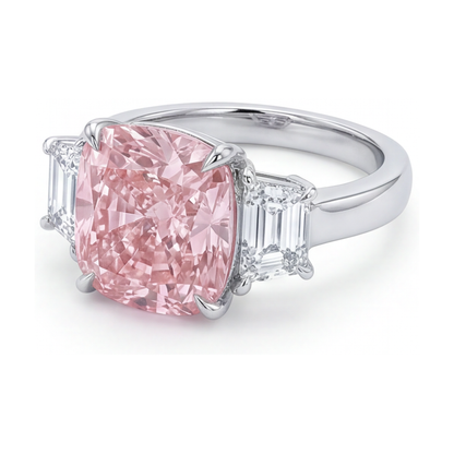 Pink Diamond Wedding Ring 5.1 Carat Cushion