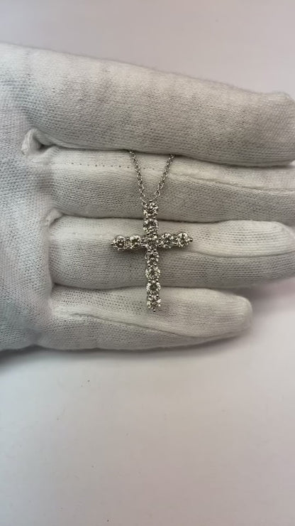 2.75 Ct Round Cut Natural Earth Mined Diamond Cross Necklace Pendant
