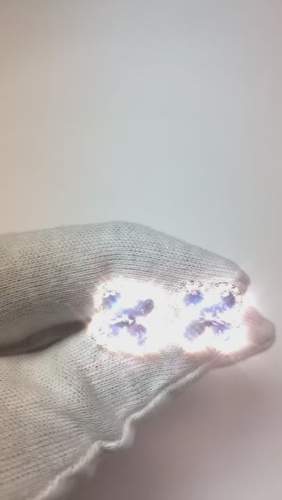 Blue Pear Sapphire Natural Earth Mined Diamond Cluster Earring White Gold 14K 4.66 Ct