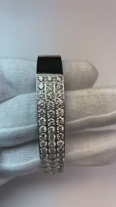 Channel Set Round Natural Earth Mined Diamond Bangle 10.25 Carats Gold Jewelry