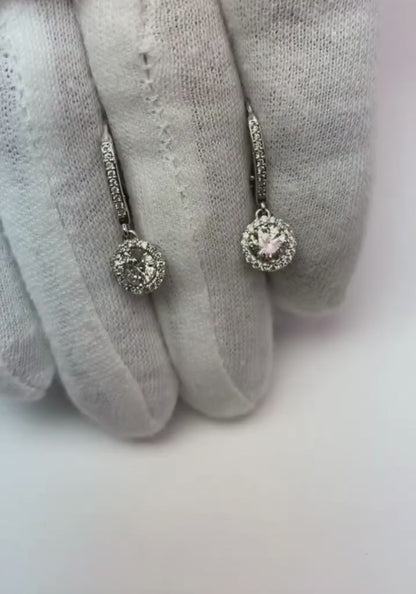 White Gold Lady Dangle Real Natural Earth Mined Diamonds Earring 14K Prong Set 2.50 Carats