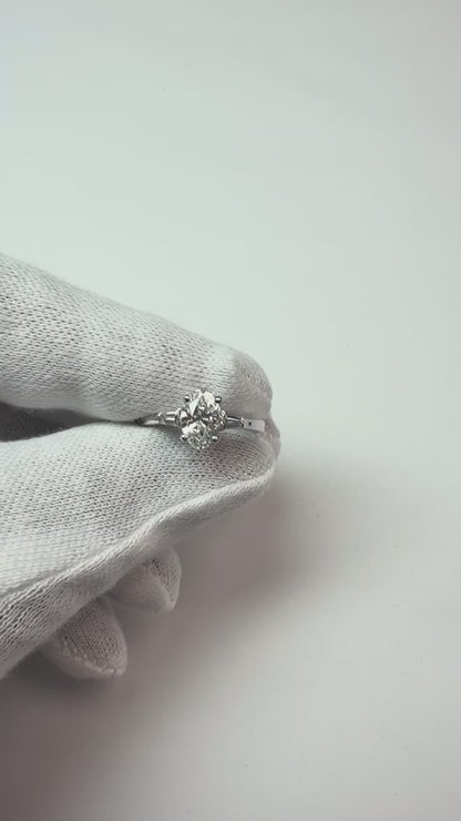 2.01 Ct. Oval Natural Earth Mined Diamond Three 3 Stone Ring White Gold New