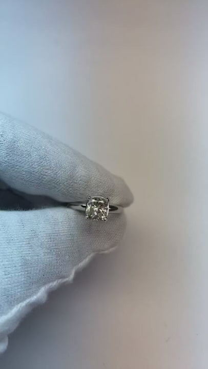 Cushion Natural Earth Mined Diamond Solitaire Ring