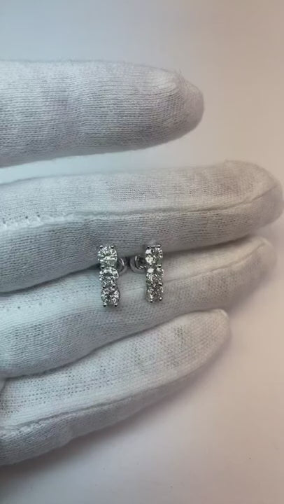 2 Ct Round Prong Set Natural Earth Mined Diamond Drop Earring 14K White Gold
