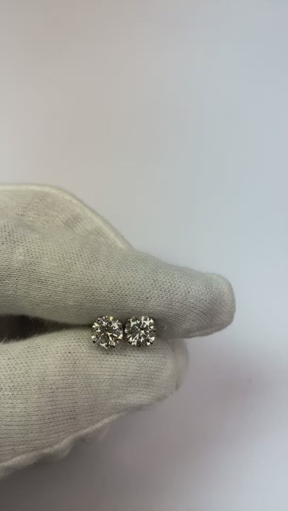 2.2 Ct Natural Earth Mined Diamond Round Stud Earring 14K White Gold