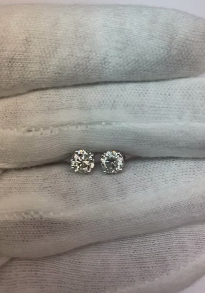 Platinum 1.51 Carat Natural Earth Mined Diamond Studs