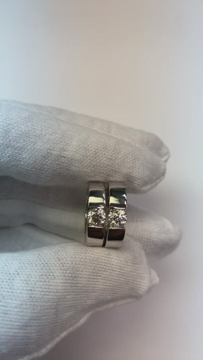 1 Carat Hinged Natural Earth Mined Diamond Solitaire Hoop Earrings Huggies