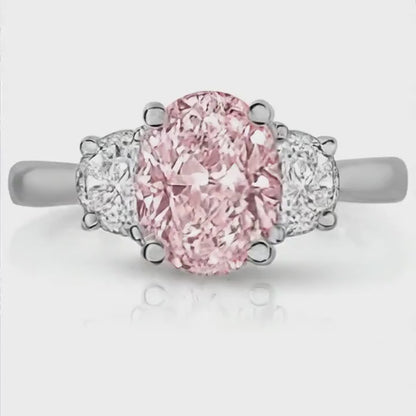 Pink Diamond Engagement Ring 2.7 Carat Oval
