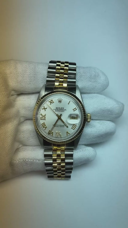 Rolex Datejust 36 mm Silver Roman Dial Two Tone Watch