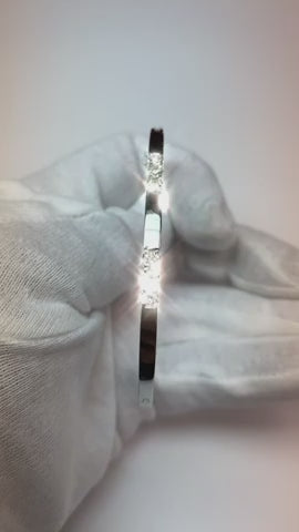 Real  1.35 Ct Brilliant Cut Diamond Bangle 14K White Gold