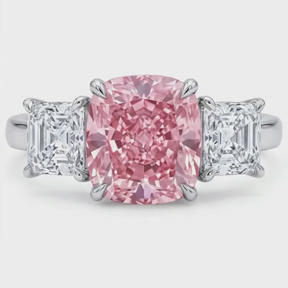 Pink Diamond Wedding Ring 5.1 Carat Cushion