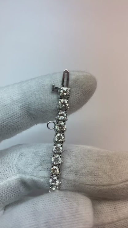 10.66 Ct Round Natural Earth Mined Diamond Tennis Bracelet 41 Stones WG 14K