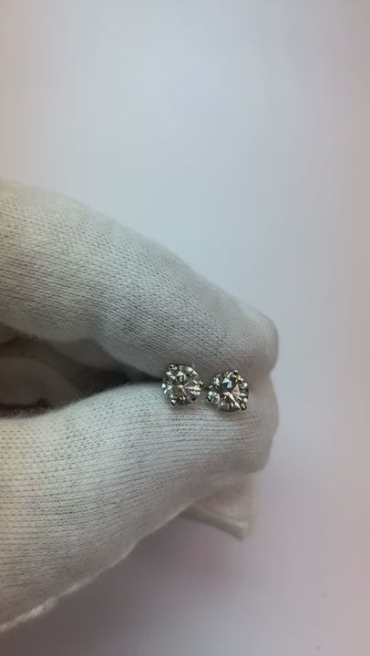 2 Carats Prong Set Round Solitaire Genuine Natural Earth Mined Diamond Women Stud Earring