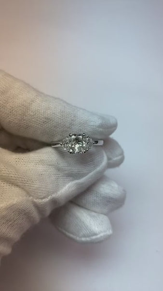 2.15 Ct. Cushion Half Moon Diamond Royal Engagement Ring Gold