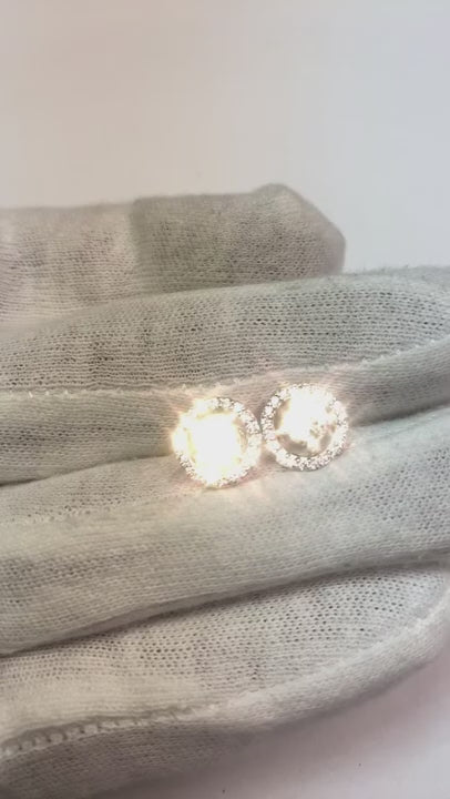 2.35 Ct Brilliant Cut Sparkling Natural Earth Mined Diamonds Lady Studs Halo Earring