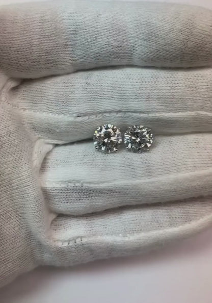 4.40 Carats Natural Earth Mined Diamonds Stud Earrings Women Gold White 14K