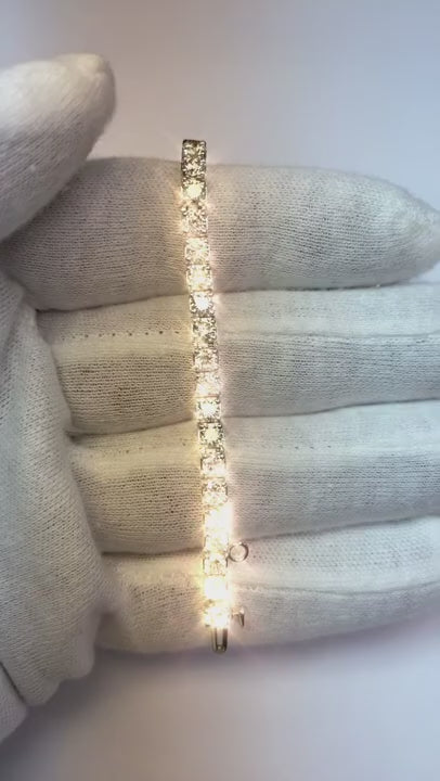 9.50 Carats Round Natural Earth Mined Diamond Tennis Bracelet WG 14K