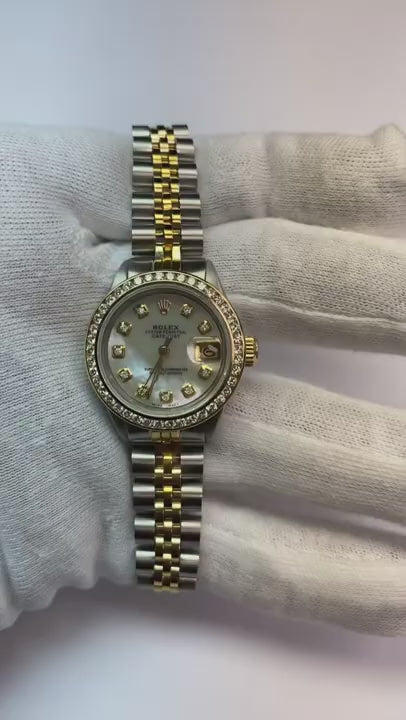 Ss Gold Rolex Ladies Datejust Watch Diamond Dial Channel Set Bezel