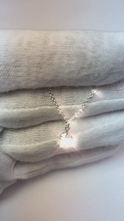 Round 1 Carat Natural Earth Mined Diamond Women Necklace 14K White Gold